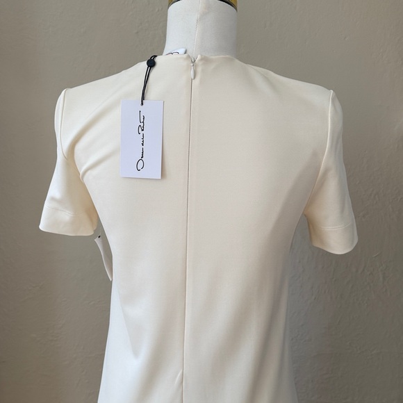 NEW OSCAR DE LA RENTA Sz 2 women's floral jersey maxi dress cream painted roses - Picture 7 of 16